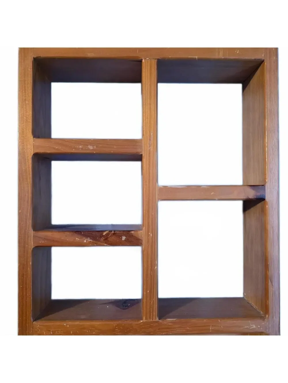 Vintage Pine Wood Wall Cubby Shelf Heart Cutout 5 Compartments Farmhouse